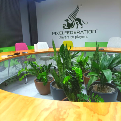 Oživení barevné meetingové místnosti pomocí živých rostlin